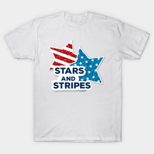 Stars and Stripes Sticker T-Shirt